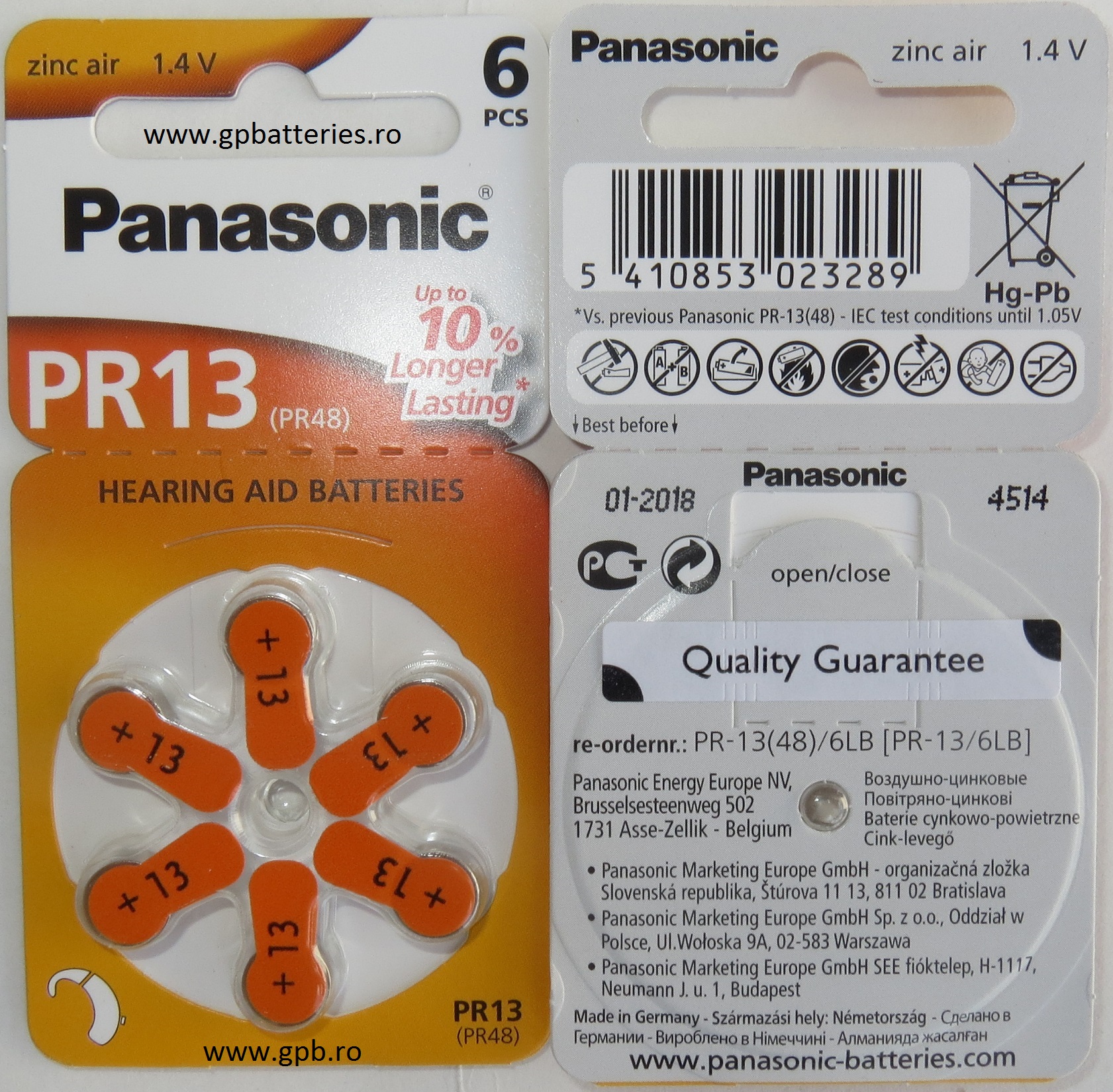 Panasonic baterie zinc-aer ZA13