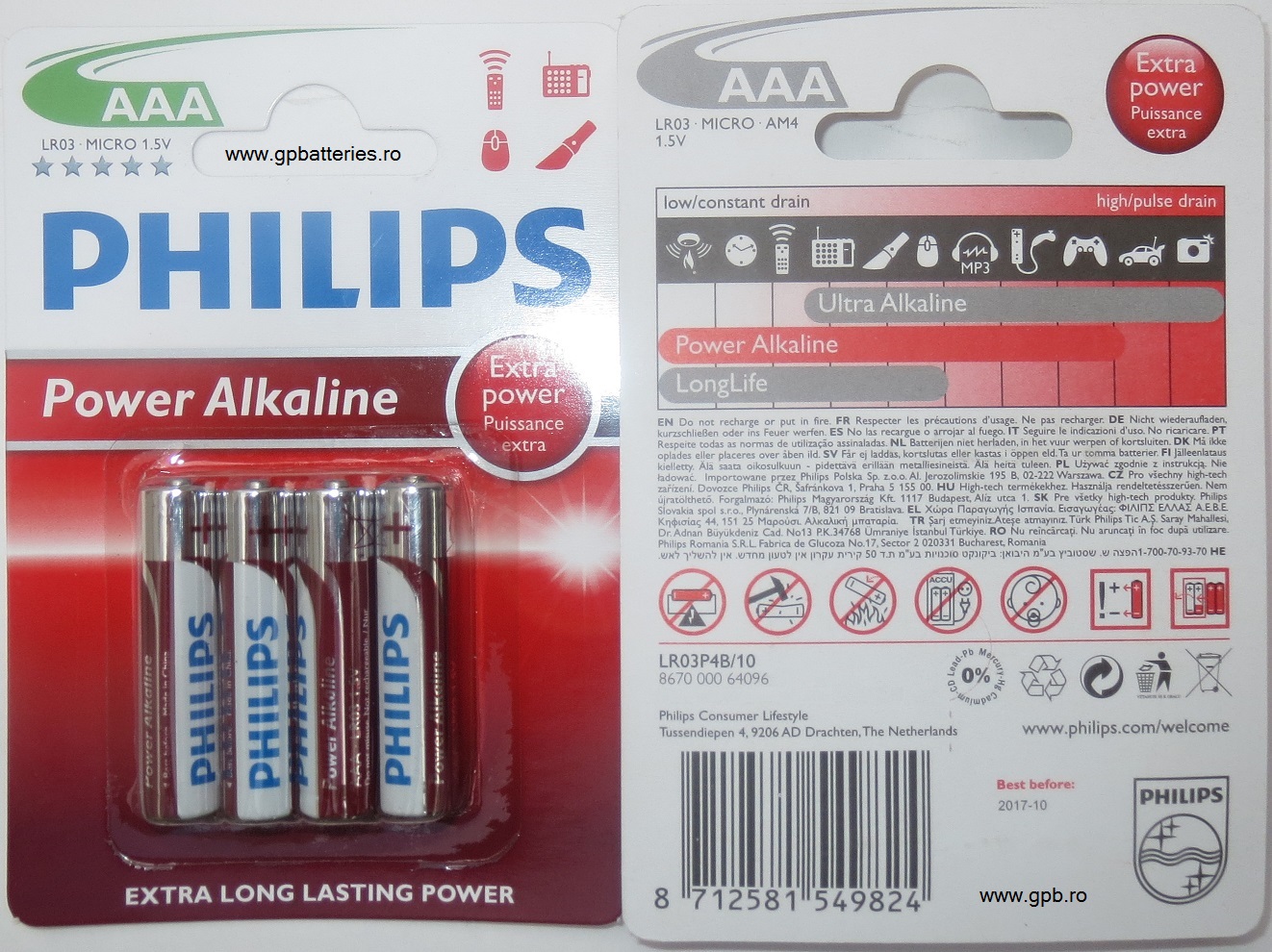 Philips baterie alcalina AAA (LR3) blister 4