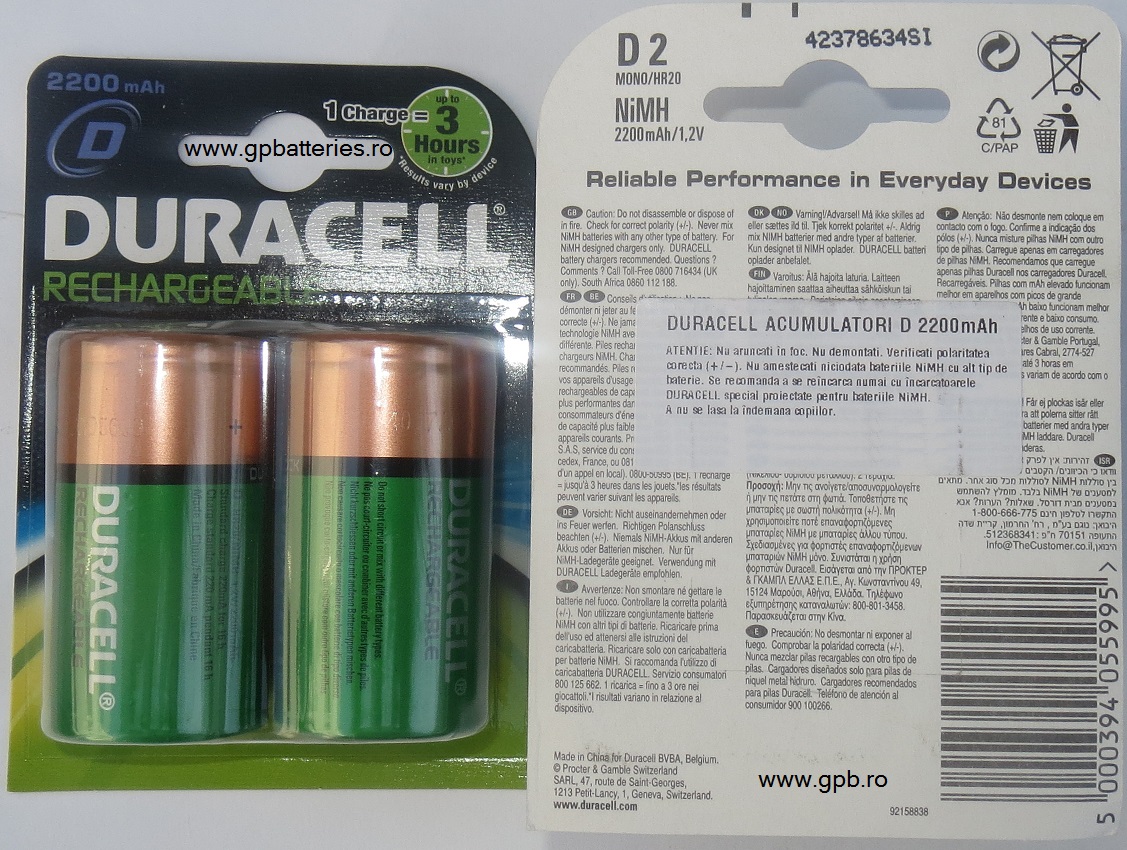 Acumulator Duracell D R20 2200mA blister 2