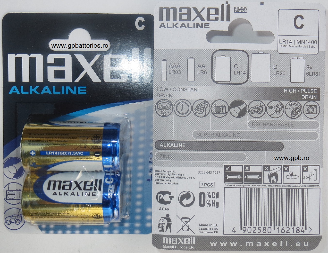Baterie alcalina R14 C Maxell blister 2