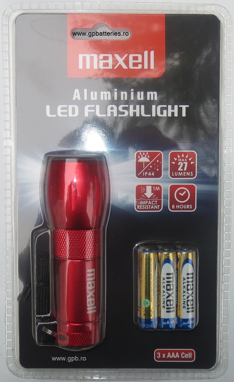 Maxell lanterna metal LED x 9 include 3 x R3 (AAA) rosie 303738