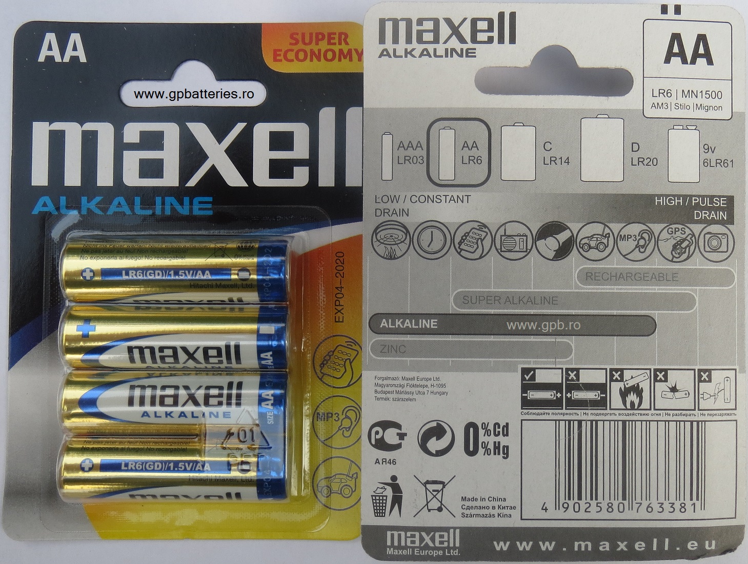Baterie alcalina AA R6 Maxell blister 4