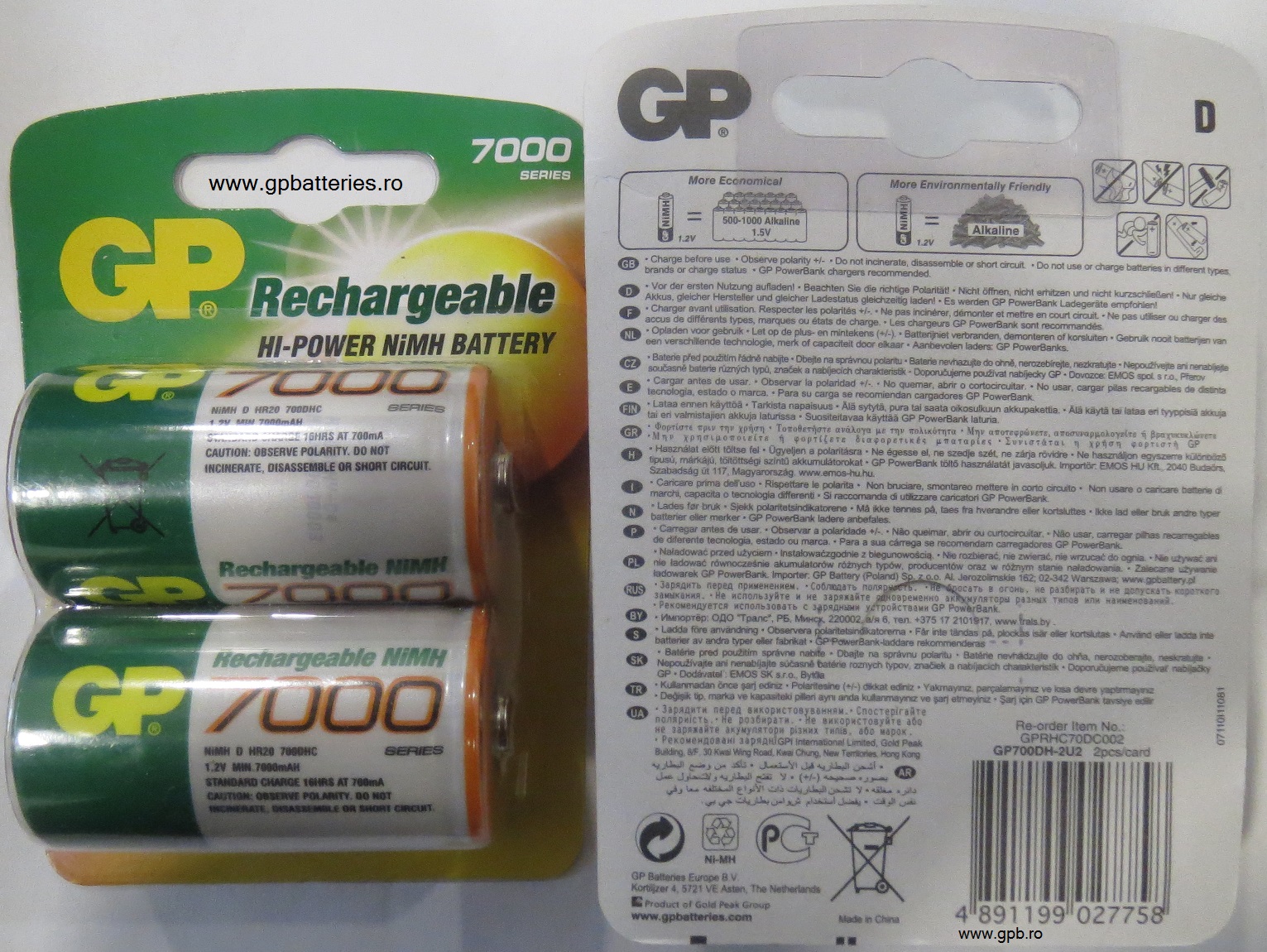GP Batteries acumulator R20 D Ni-MH 7000