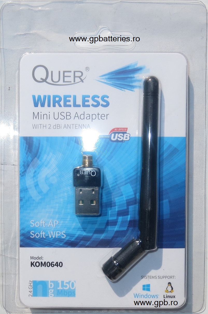 Adaptor WIFI B/G/N cu antena Quer KOM0640