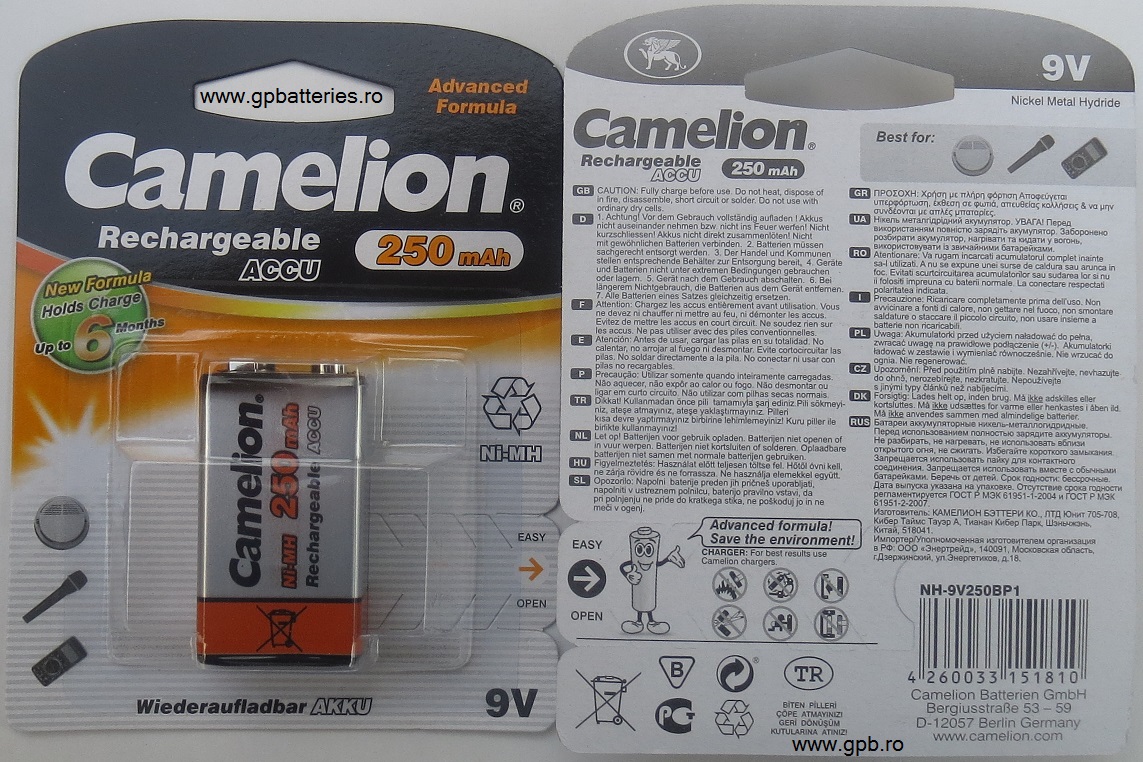 Acumulator tip 9V 250 Camelion Germania