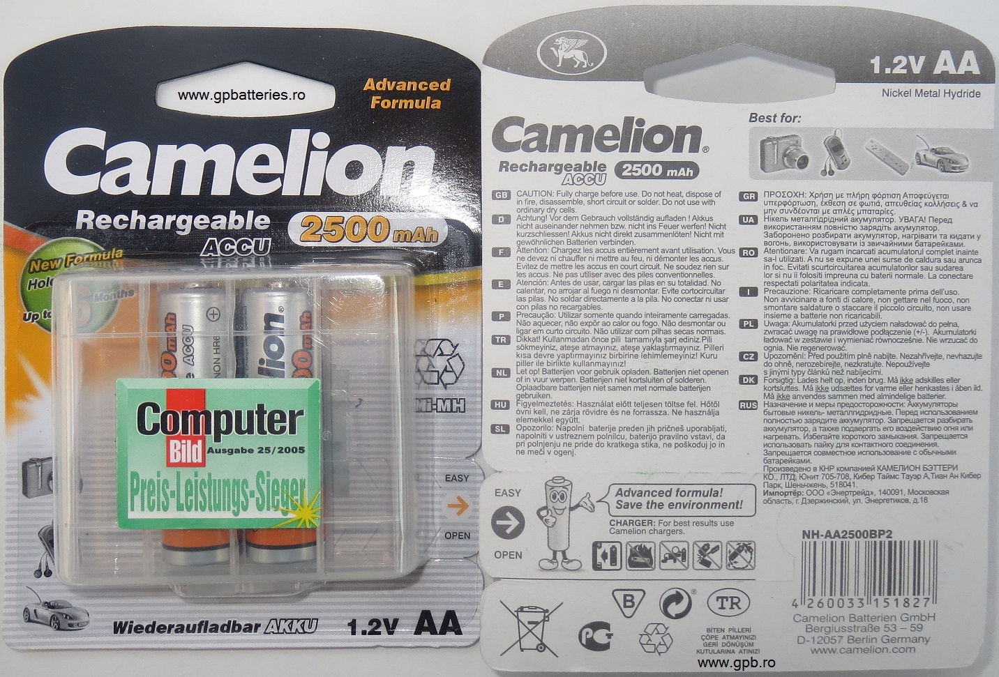 Acumulator AA R6 2500 Ni-MH Camelion Germania B2