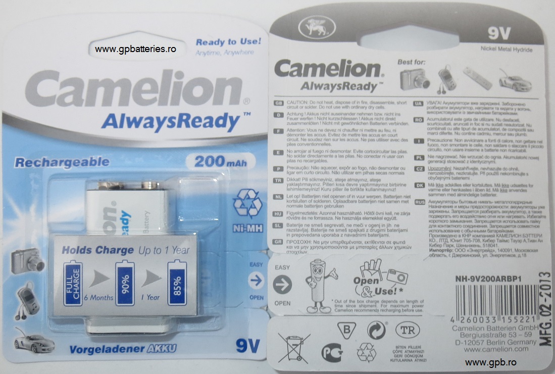 Acumulator Camelion Germania Always Ready 9V