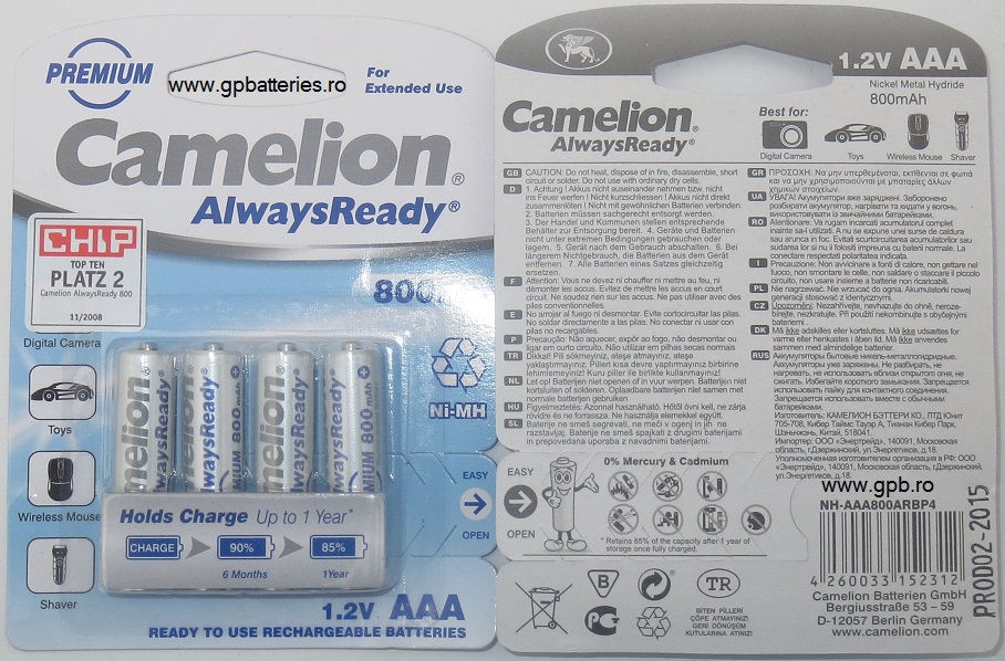 Acumulatori Camelion Always Ready AAA 800 B4