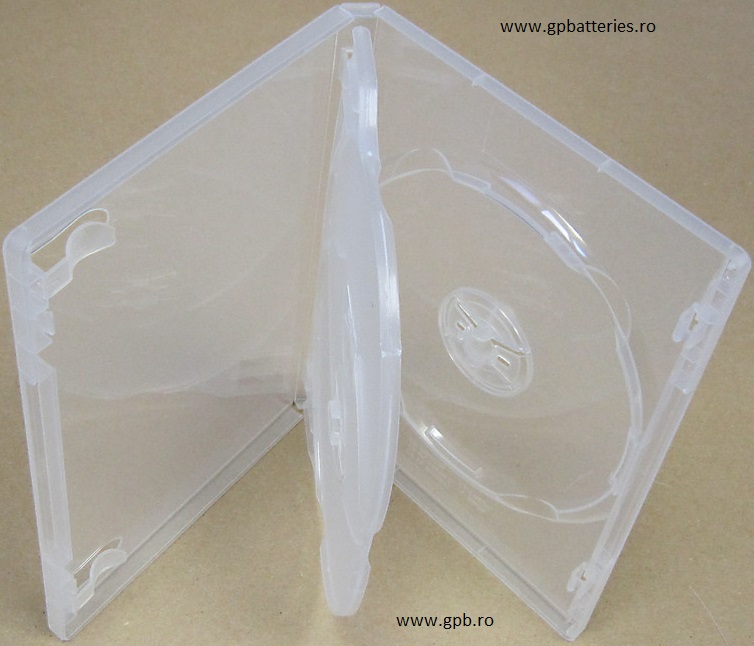 Carcasa transparenta normala pentru 3 DVD-uri (CD / BluRay)