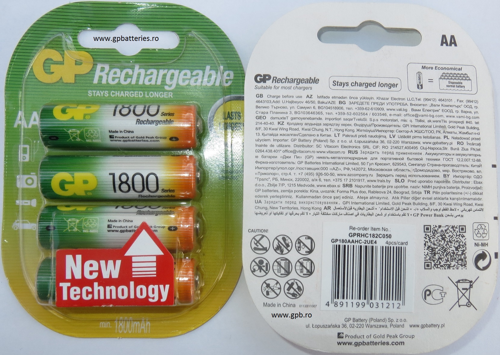 Acumulator Ni-MH AA R6 1800mA GP Batteries