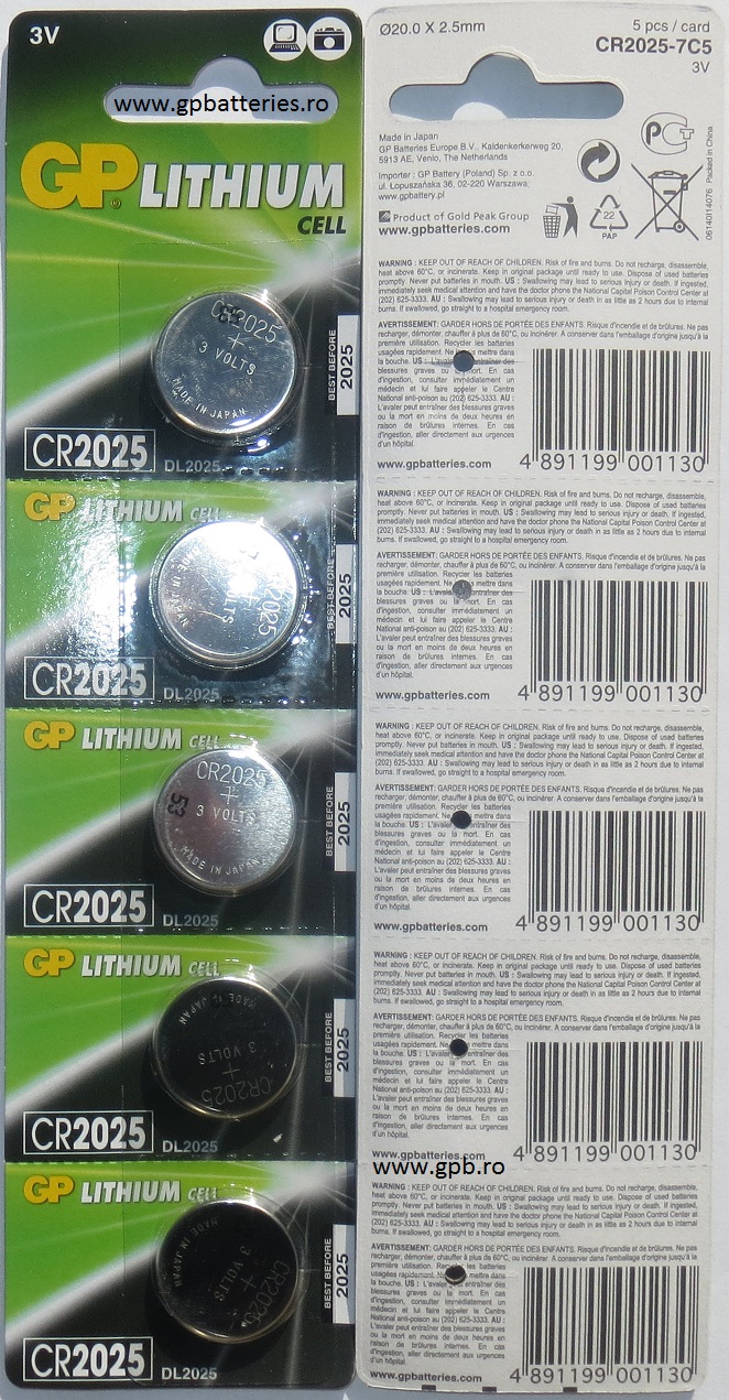 Baterie litiu CR2025 3 volti GP Batteries
