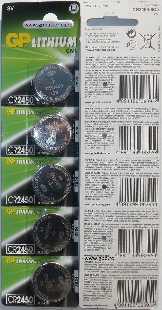 Baterie litiu CR2450 3 volti GP Batteries
