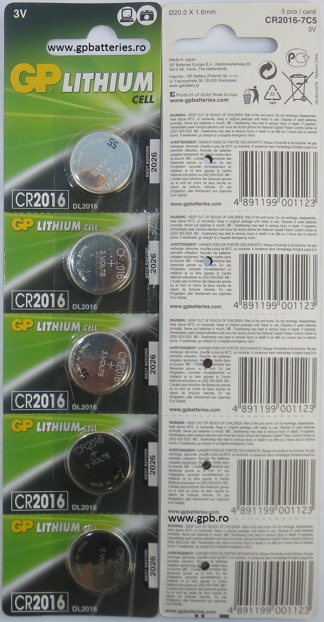 Baterie litiu CR2016 3V GP Batteries
