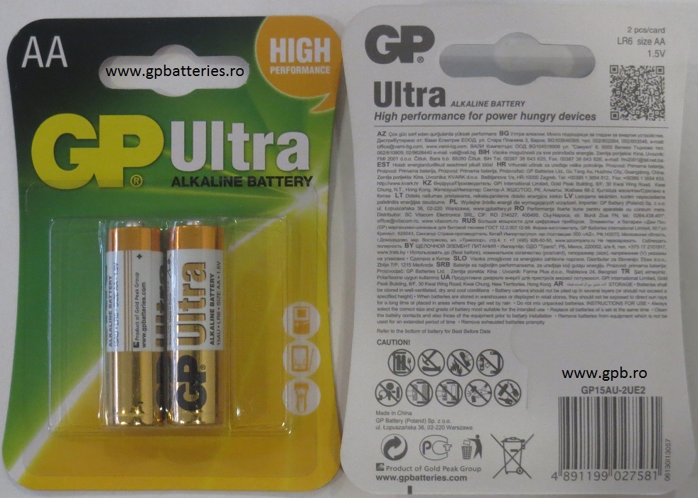 Baterie ultraalcalina R6 AA 15AU GP Batteries B2
