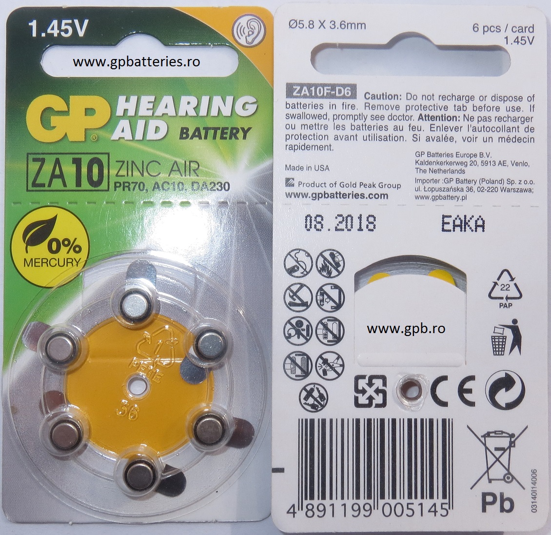 Baterie auditiva ZA10 GP Batteries
