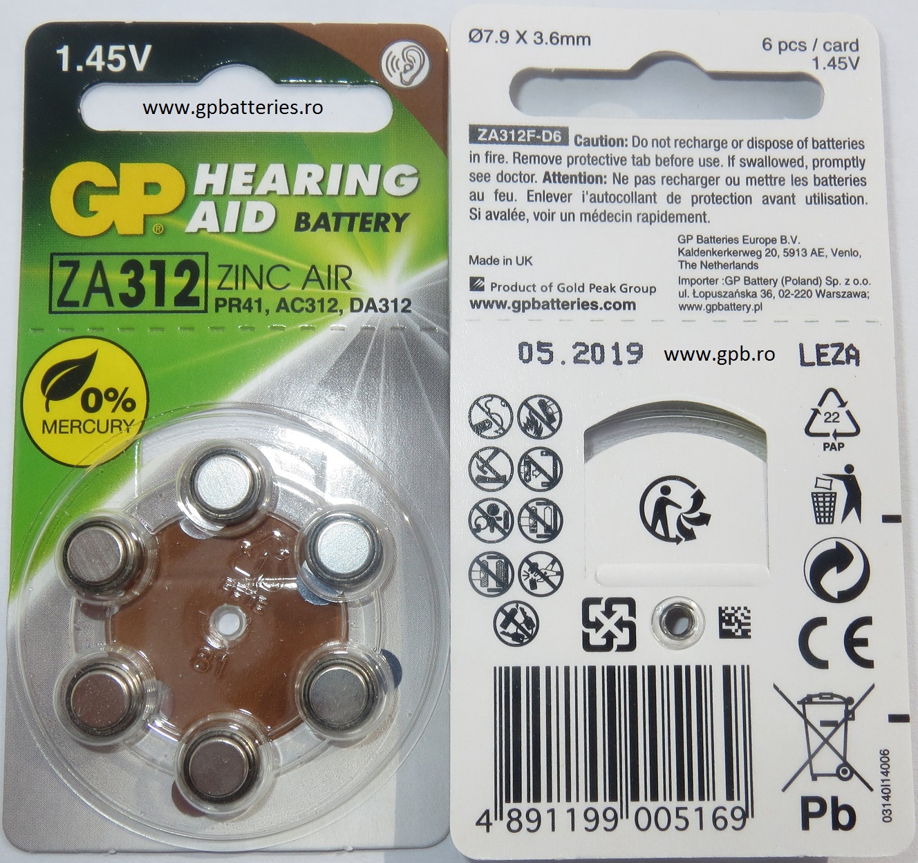 Baterie auditiva ZA312 GP Batteries