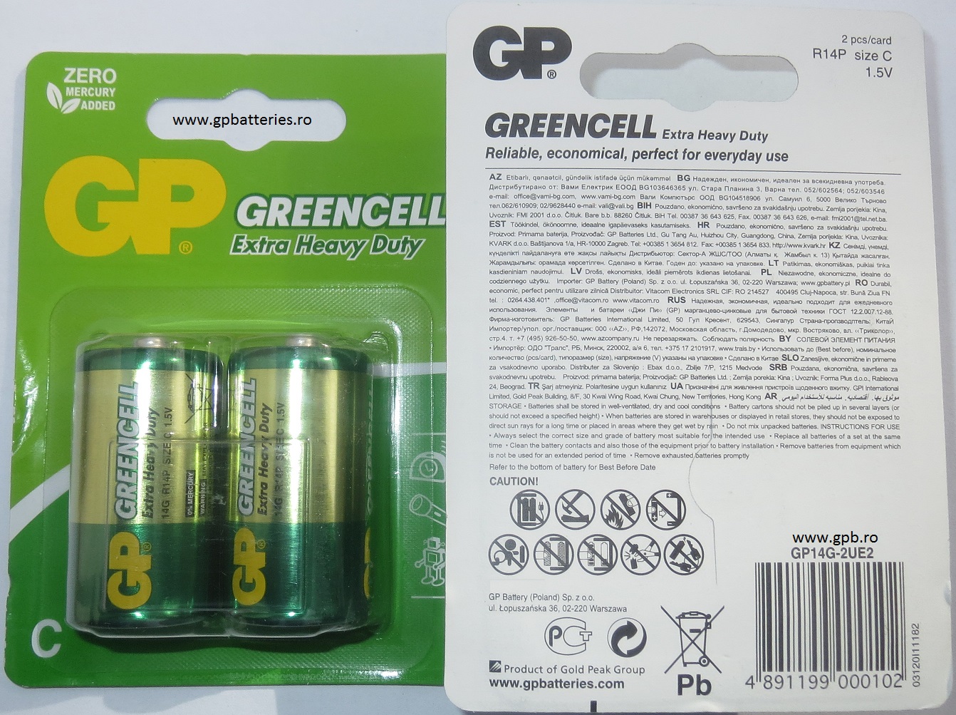 Baterie verde nealcalina R14 C GP Batteries