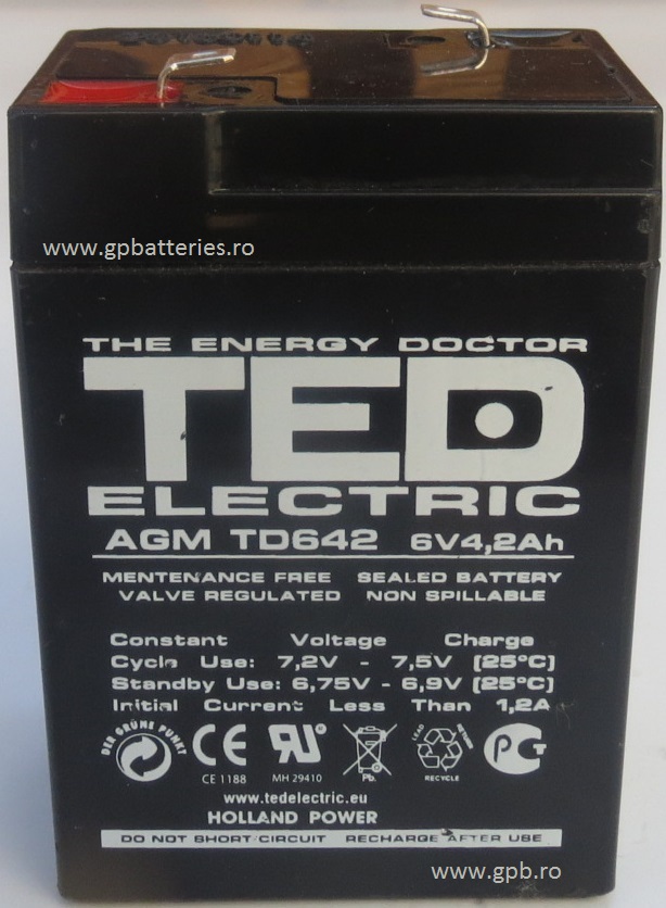 Acumulator AGM 6V 4,2A TED