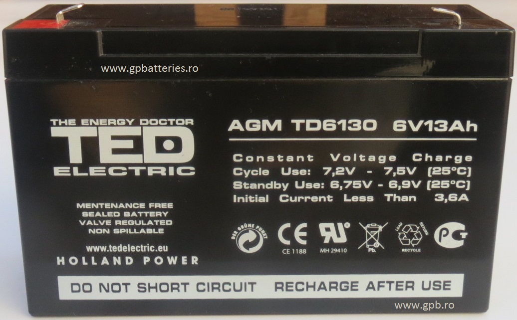 Acumulator AGM 6V 13A TED  