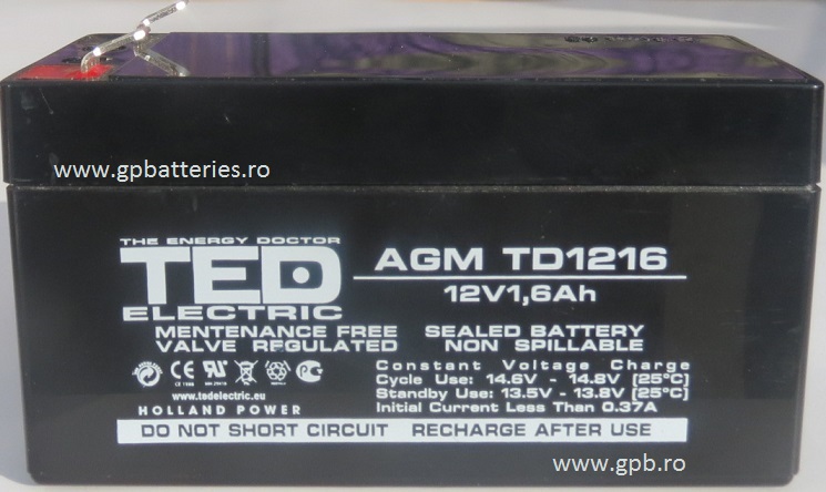 Acumulator AGM 12V 1,6A TED 