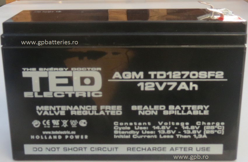 Acumulator AGM 12V 7A TED dimensiuni speciale