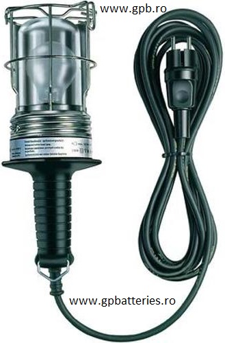 Lampa pentru service auto cu grila metal antisoc