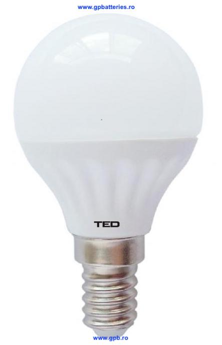 Bec LED balon mic E14/ 6W /220V/6400K P45 500lm TED306R