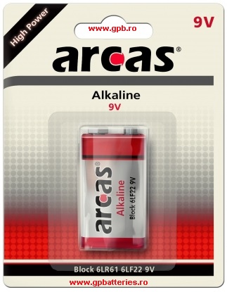 Arcas Germania baterie alcalina High Power 9V 6LR61 MN1604 6LF22 