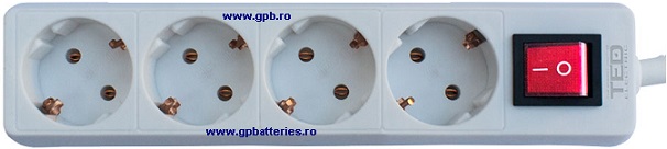 Prelungitor 1,5 metri 4 prize schuko + Intrerupator cablu 3x1mm ALB 1TED1.5M4P+I