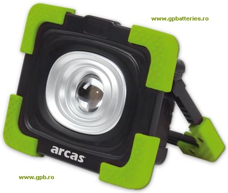 Arcas proiector LED 10W COB 6000K IP54 cu acumulator si incarcator dual