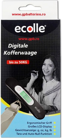 Cantar digital de mana pentru bagaje max.50 Kg negru Ecolle