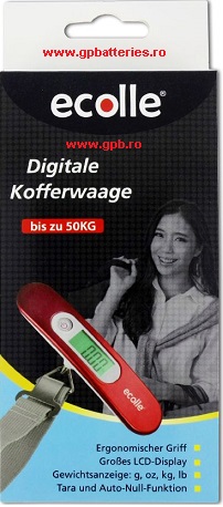 Cantar digital de mana pentru bagaje max.50 Kg rosu Ecolle