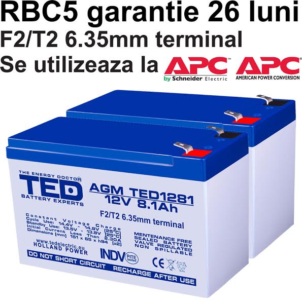 Acumulatori compatibili APC RBC5 din Olanda