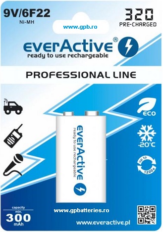 EverActive acumulator ready to use Ni-MH tip 9V minim 300mA