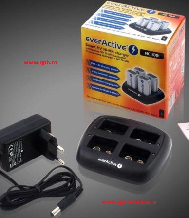 EverActive incarcator inteligent pentru 1-4 x 9V Ni-MH NC109