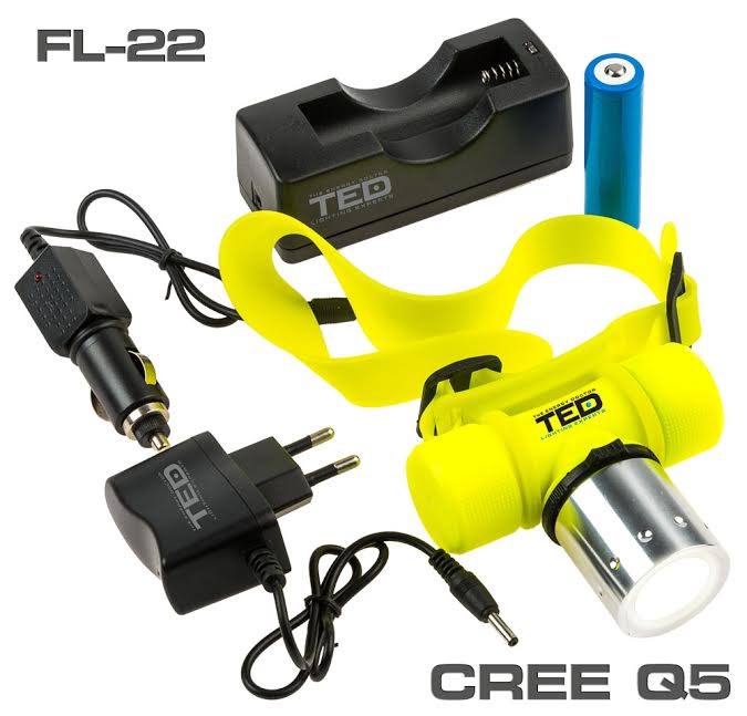 Lanterna cap cu 1 LED subacvatica include L18650x1 si Incarcator FL-22TED