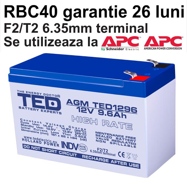 Acumulator compatibil APC RBC40 din Olanda 