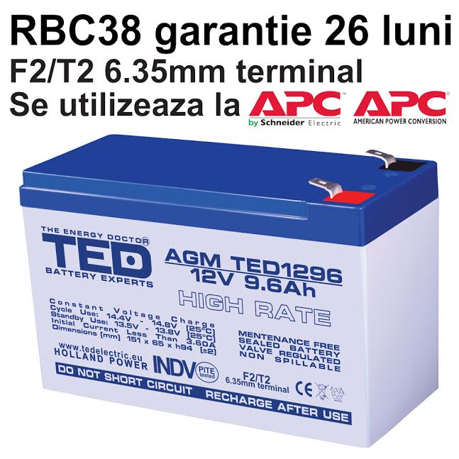Acumulator compatibil APC RBC38 din Olanda 
