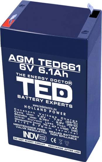 Acumulator AGM 6V 6,1A TED