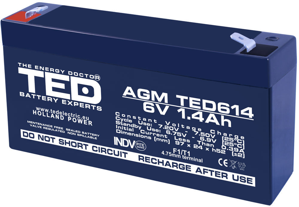 Acumulator AGM 6V 1,4A TED