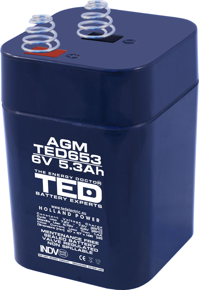 Acumulator AGM VRLA 6V 5,3A cu arcuri tip 4R25 TED Battery Expert Holland