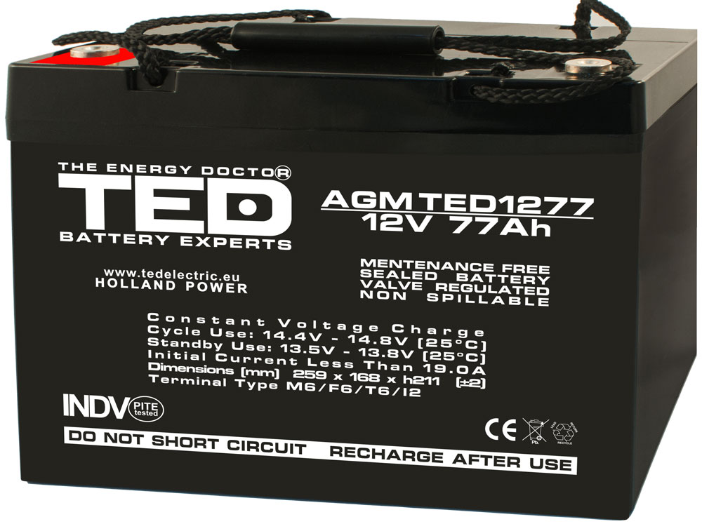 Acumulator AGM VRLA 12V 77A TED