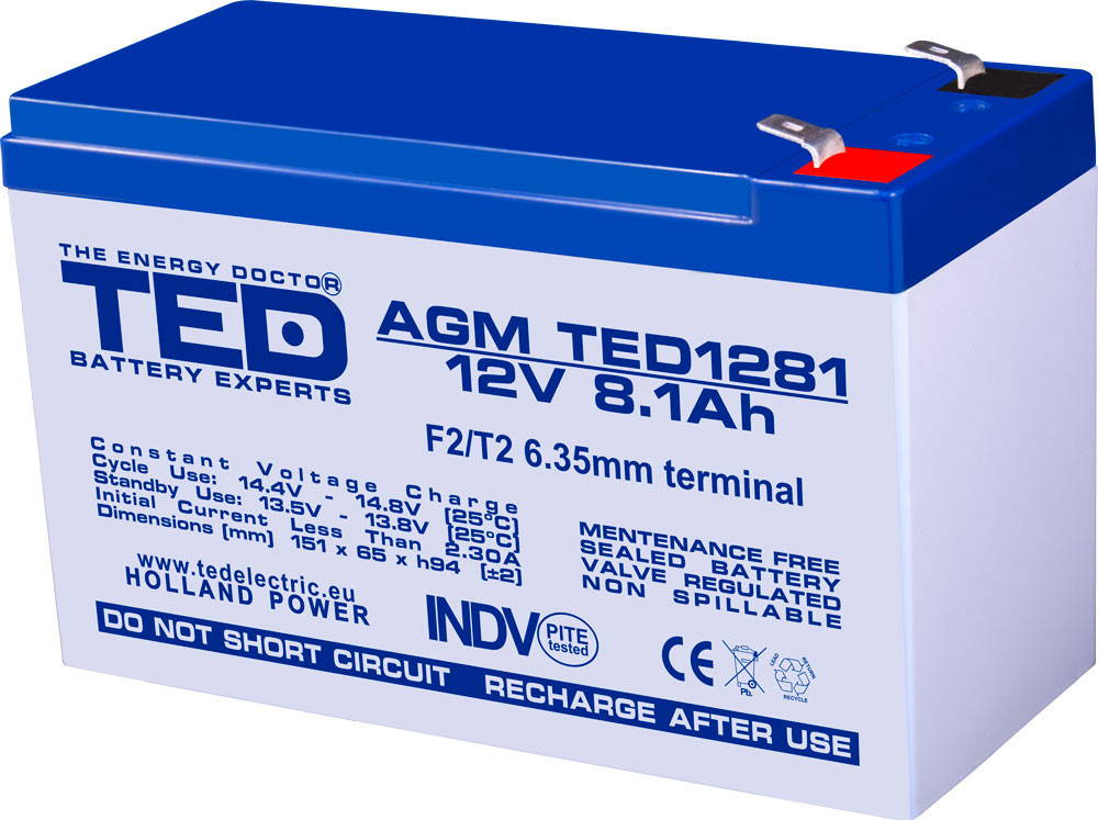Acumulator AGM 12V 8,1A TED