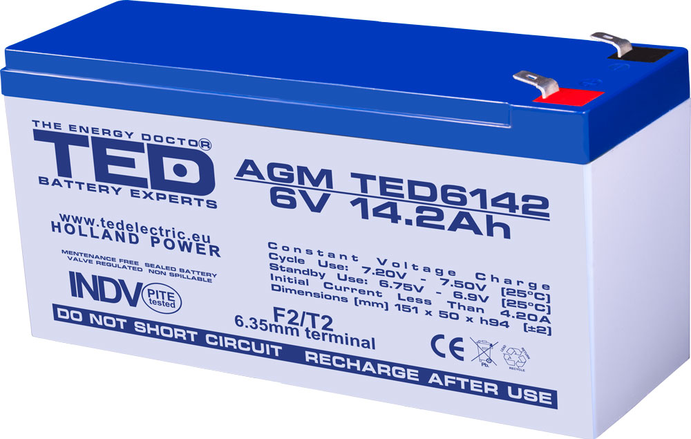 Acumulator AGM 6V 14,2A TED 