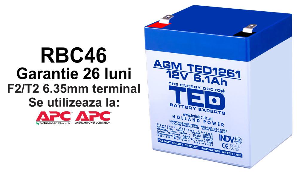 Acumulator compatibil APC RBC46 din Olanda
