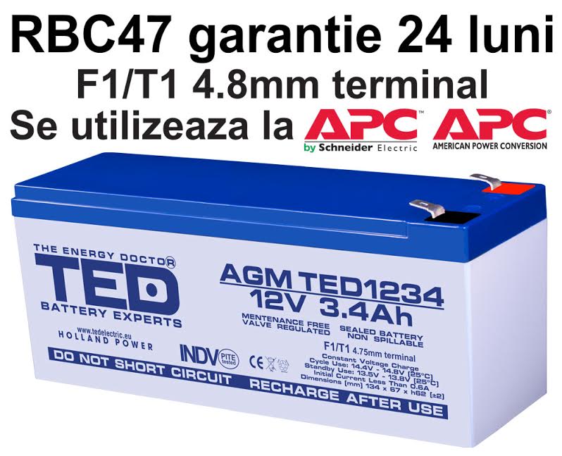 Acumulator compatibil APC RBC47 din Olanda 