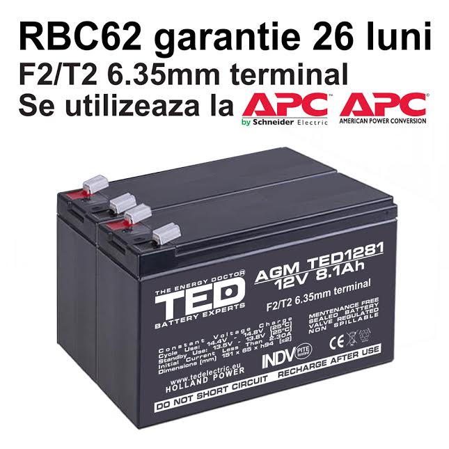 Acumulatori compatibili APC RBC62 din Olanda 