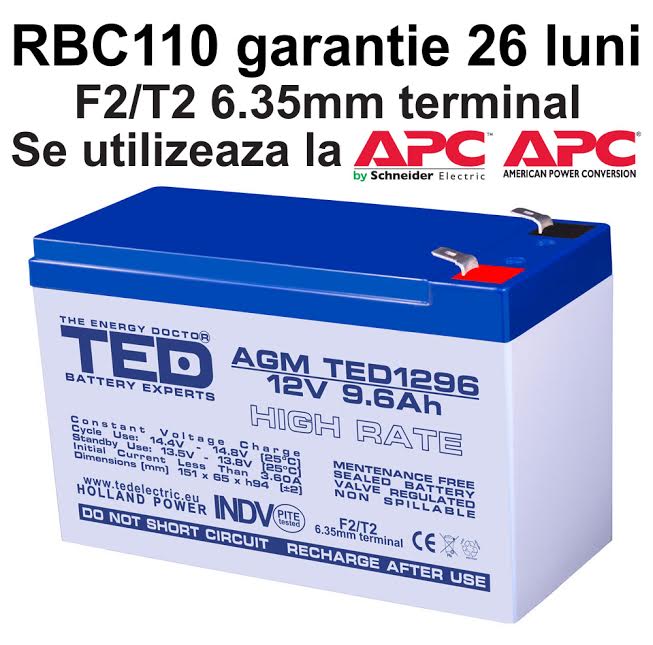 Acumulator compatibil APC RBC110 din Olanda 
