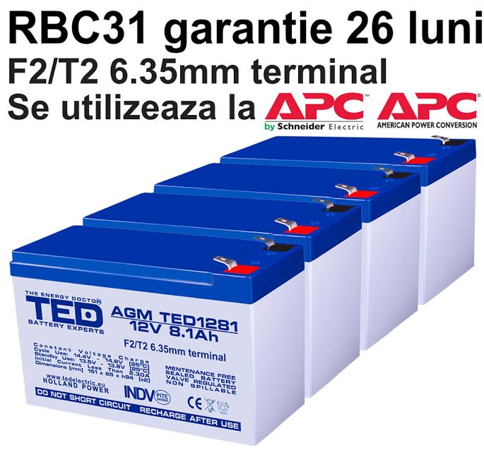 Acumulatori compatibili APC RBC31 din Olanda