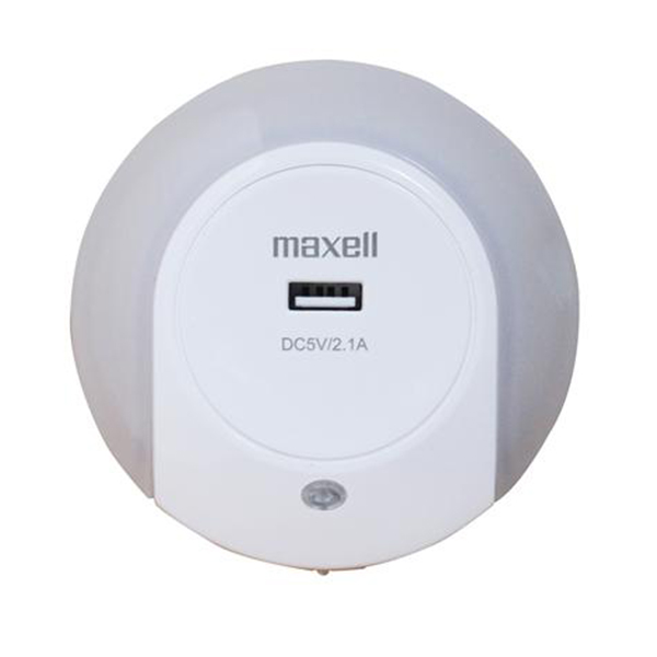 Lampa de veghe cu senzor de lumina Maxell, USB pentru incarcare dispozitive 5V, 2.1A 303766